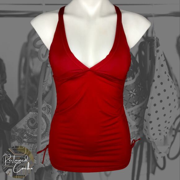Athleta Red Side Scrunch Swim Tank - Size Small - Picture 1 of 13